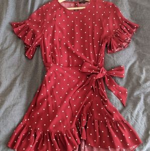 Red Polkadot Wrap Dress